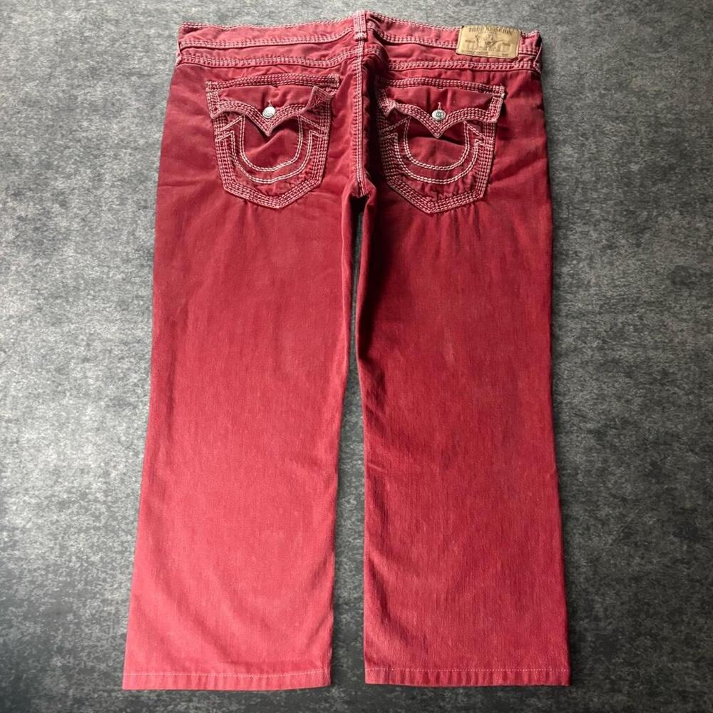 Vintage True Religion Men’s 44 Big T Double Stitch Red Capri Jeans Y2K McBling